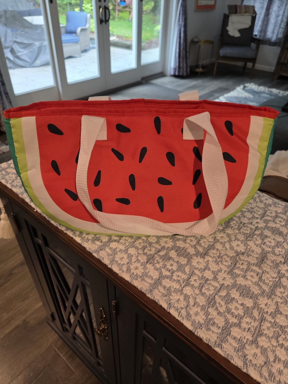 Watermelon Cooler Bag with White Handles